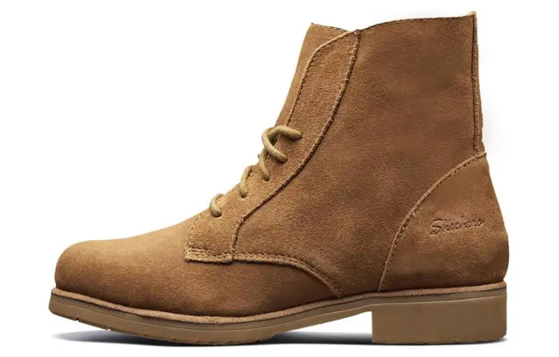 Skechers Patina Suede Short Combat Boots Women's Chestnut