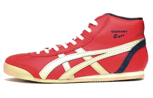 Onitsuka Tiger Mexico Mid Runner Cushioning Anti-Slip And Wear-Resistant Mid-Top Casual Shoes Unisex Red Beige Blue