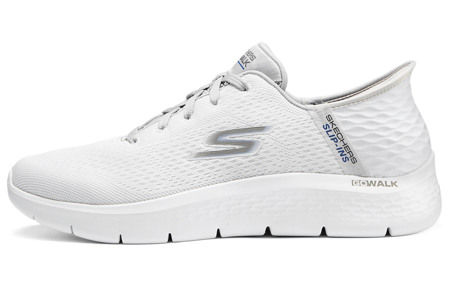 Skechers Go Walk Fle Hands Free Slip Ins Fabric Cushioning Low top Casual Shoes Men’s White Gray