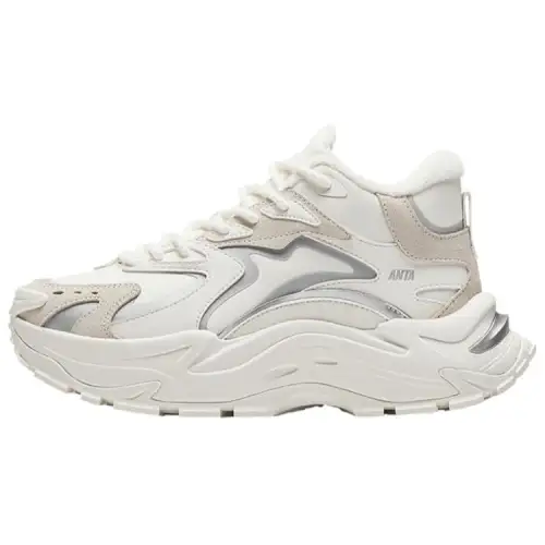 Anta Raw Chocolate Slip Resistant Thermal Mid top Casual Shoes Women's White Rice Gray