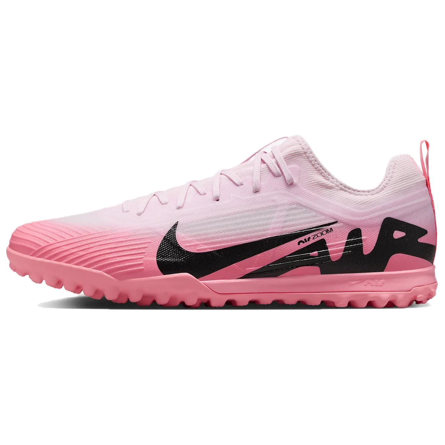 Nike Zoom Mercurial Vapor 15 Pro comfortable TF (glue spikes) hard grass wear-resistant football shoes men and women same style pink and black