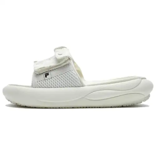 FILA FUSION ZIP UP Comfortable Abrasion Resistant Slide Slippers Women's White Black
