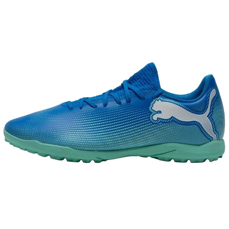 PUMA FUTURE 7 PLAY TT Turf Artificial Turf Abrasion Resistant Soccer Shoes Men's Blue Green