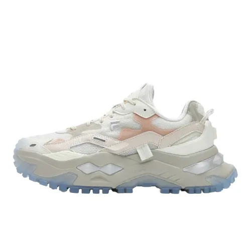 FILA FUSION Bianco Fabric Low top Casual Shoes Women's White Pink