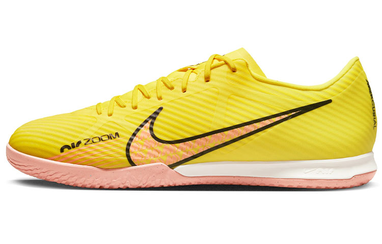Nike Zoom Vapor 15 Academy IC/IN indoor shock-absorbing, non-slip and wear-resistant football shoes for men and women, yellow pink