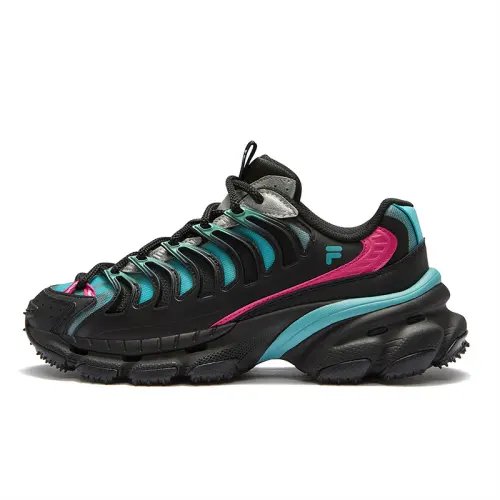 FILA FUSION Starship Shoes Versatile Breathable Low top Casual Shoes Women's Black Blue