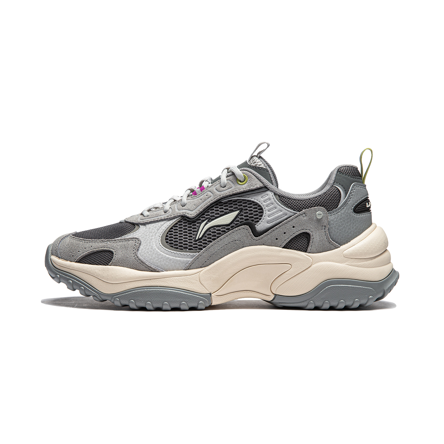 Li Ning Original Aspiration Slip Resistant Abrasion Resistant Low top Casual Shoes Men's Lunar Surface Gray