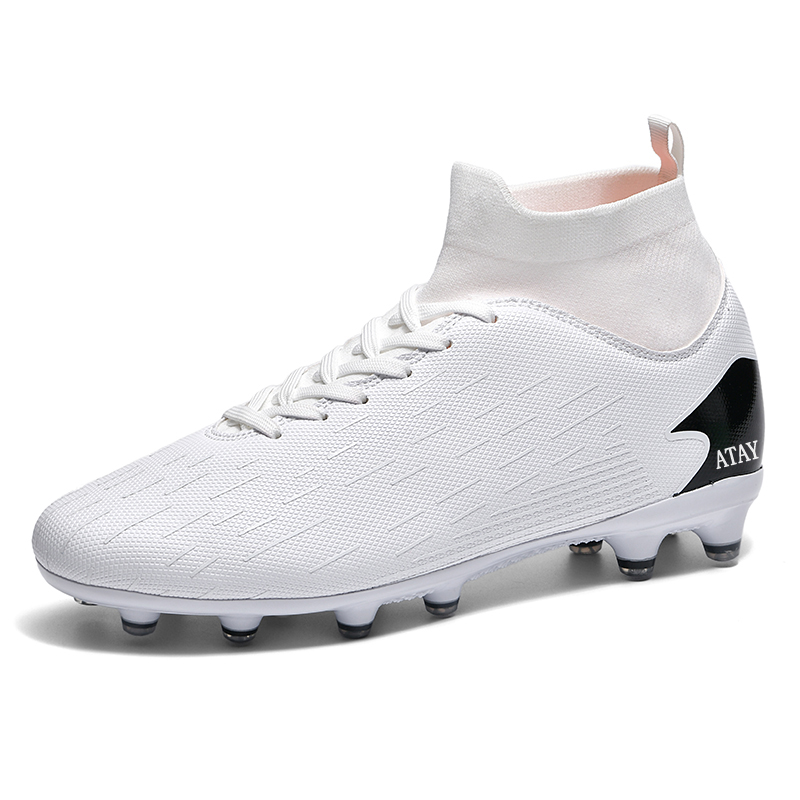 ATAY Slip Resistant Abrasion Resistant Slip Resistant Abrasion Resistant Soccer Shoes Unisex White