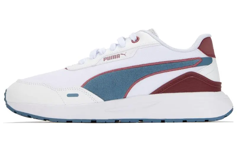 PUMA Runtamed Plus Retro Prep Textile, Leather Low top Casual Shoes Unisex White Blue