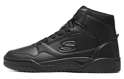 Skechers Street Mesh, Textile, Artificial Leather Mid top Casual Shoes Men's Black