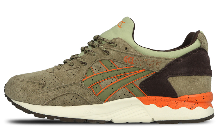 Asics Gel Lyte 5 Low top Casual Shoes Men's Olive Green Orange