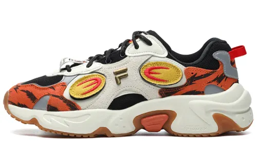 FILA FUSION Raccoon CNY Synthetic Leather Sports Low top Casual Shoes Men's Black Orange