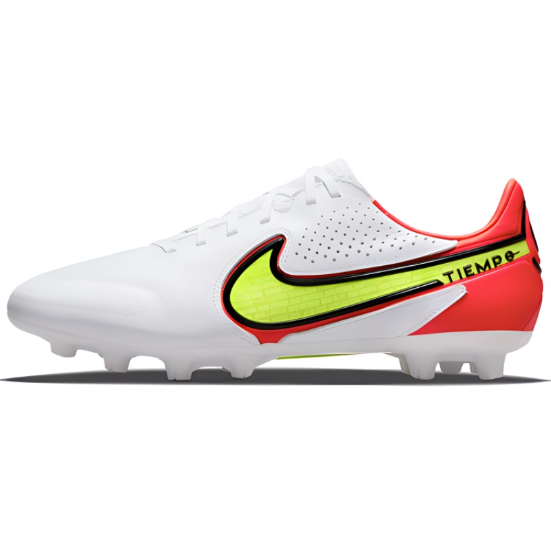 Nike Tiempo Legend 9 Pro Round Toe Lace HG (Glue Short Nails) Hard Grass Artificial Grass Natural Grass Shock Absorbing Anti-Slip Wear Resistant Football Shoes Men's White Red Yellow