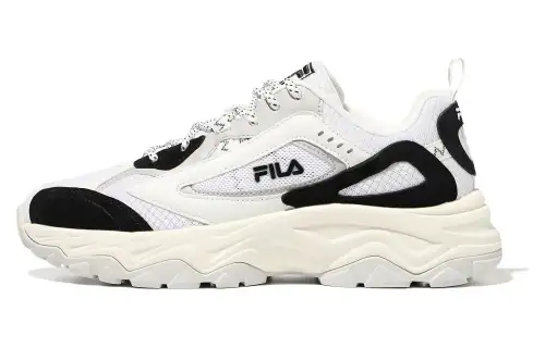 FILA Daytonic Textile, Leather Cushioning Abrasion Resistant Low top Casual Shoes Unisex Black White