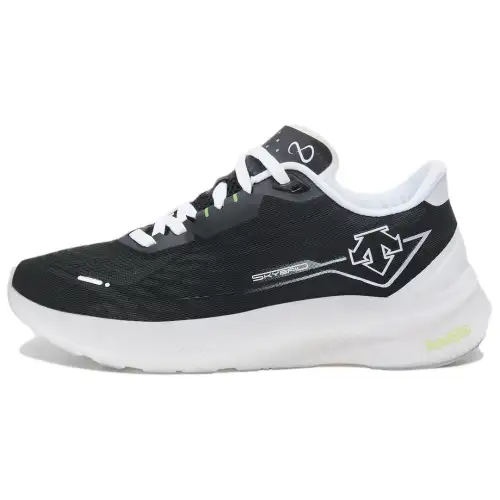 DESCENTE RUNNING Mesh, Textile Versatile Cushioning Abrasion Resistant Breathable Low top Casual Shoes Unisex Black