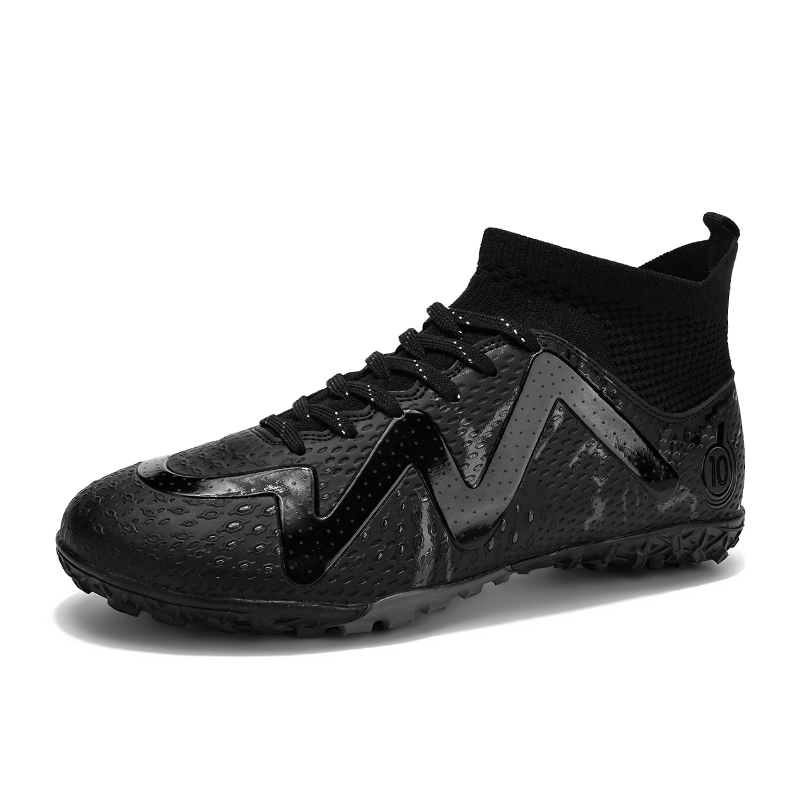 SHUANGDING Soccer Shoes Unisex High Top Black