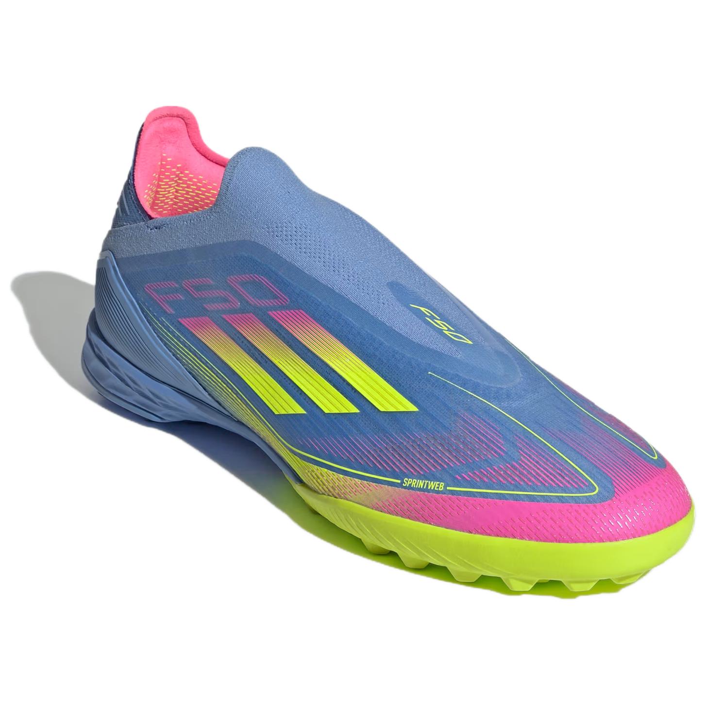 Adidas F50 League Artificial Turf Slip Resistant Abrasion Resistant Soccer Shoes Unisex Blue