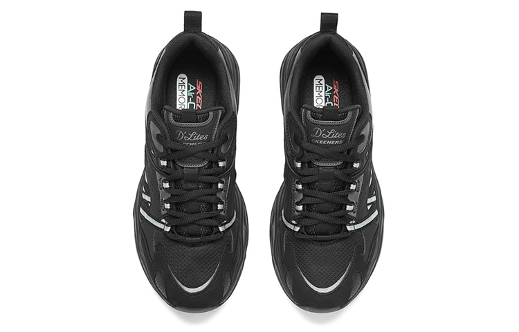 Женские кроссовки Skechers D'LITES 4.0 (черно-серебристые) — Чёрный / серебристый — фото 4