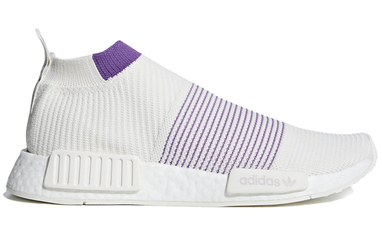 Женские кроссовки adidas originals NMD CS1 Primeknit (бело-фиолетовые) — Белый / фиолетовый — фото 2