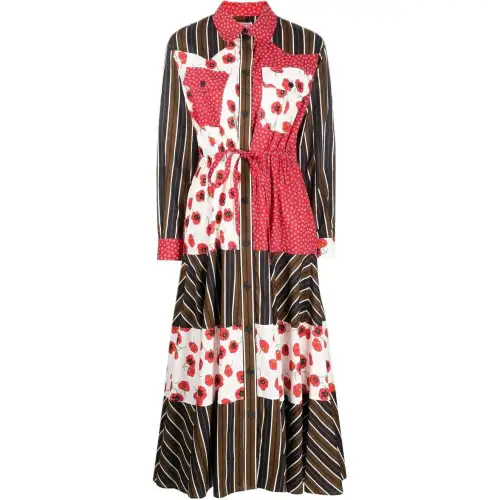 KENZO Patchwork-Detailed Flared Shirt Dress