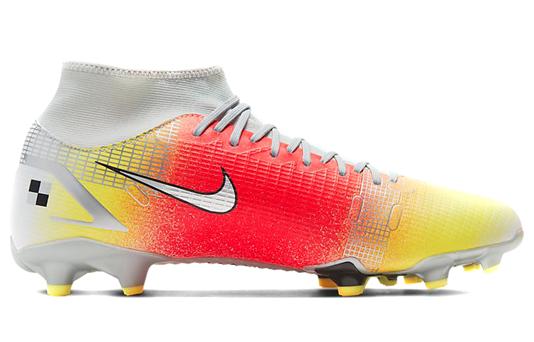 Мужские кроссовки Nike Mercurial Superfly 8 14 Academy MDS MG (серебристо-желтый) — 白/亮橙/金属银 — фото 2