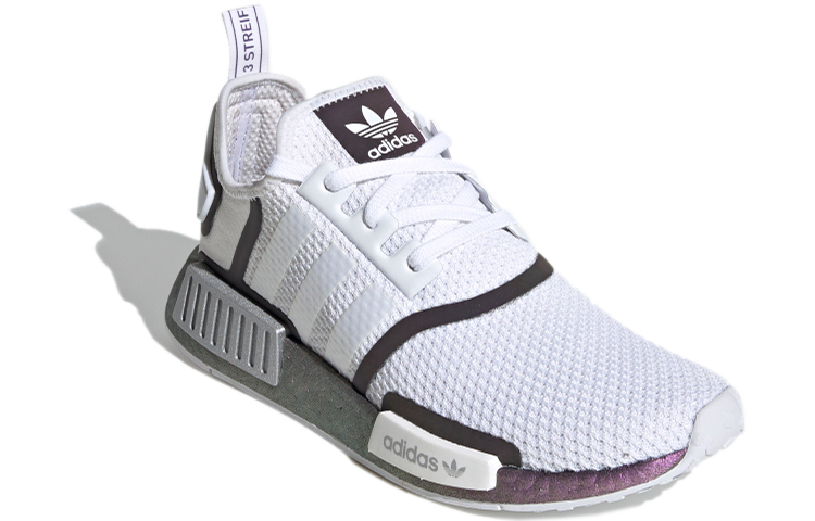 кроссовки adidas originals NMD_R1 (бело-фиолетово-черные) — Белый / фиолетовый / чёрный — фото 3