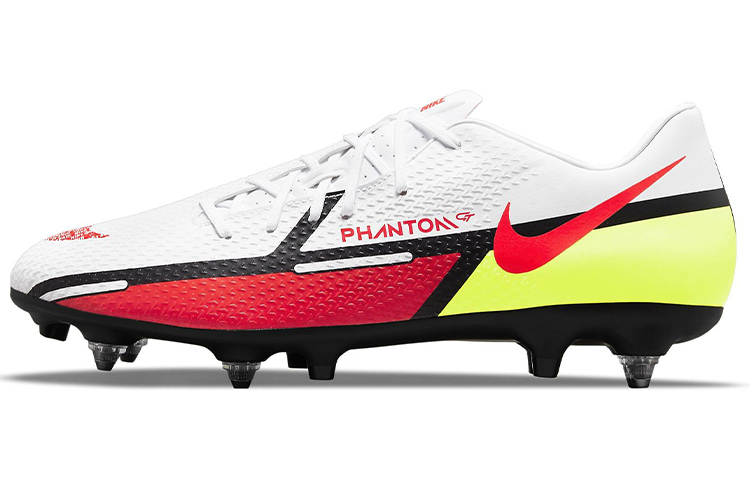 Nike Phantom GT2 Academy SG Pro Soft Turf Football Shoes for Men and Women, White and Red