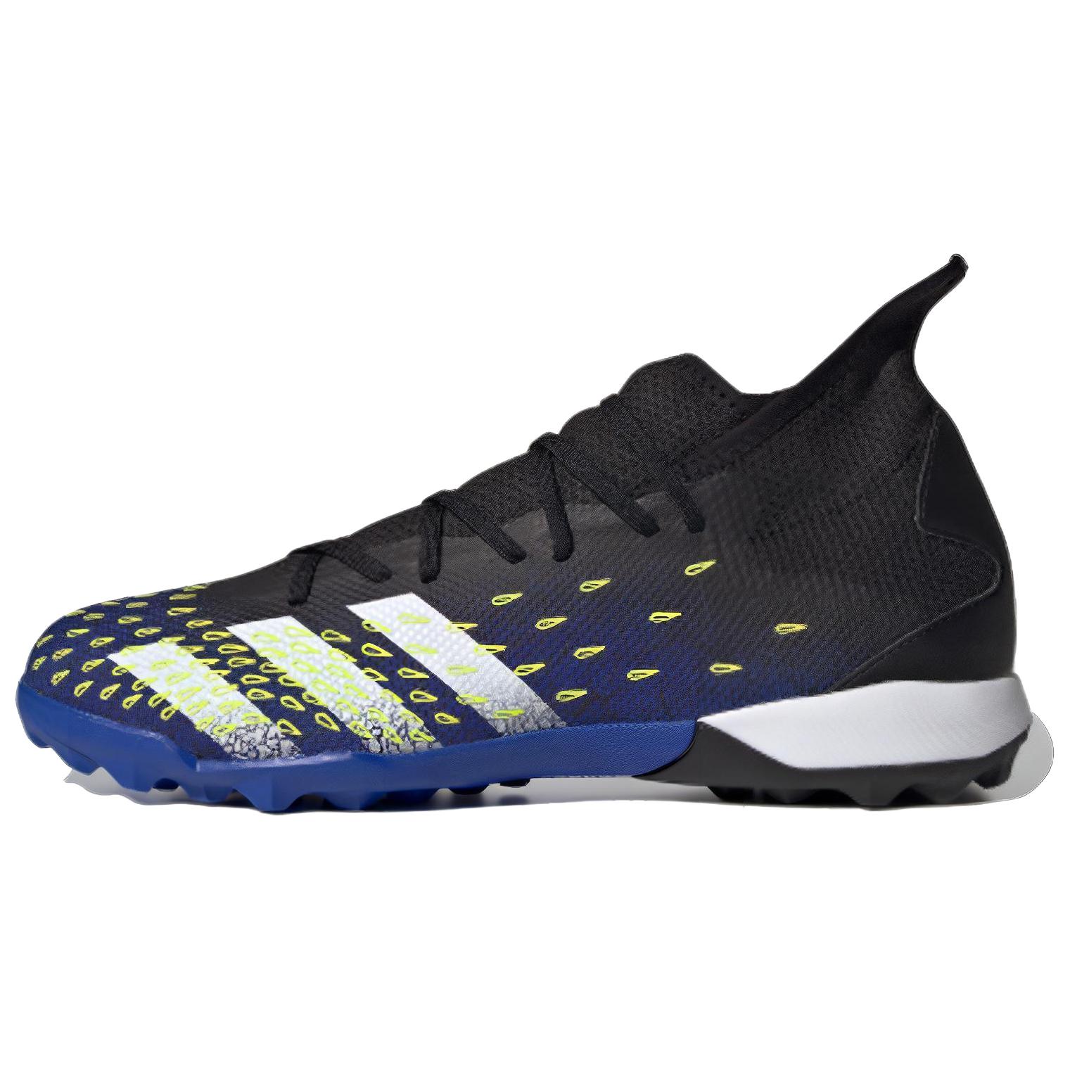 Adidas Predator Freak .3 comfortable and versatile TF (glue spikes) hard grass artificial grass fabric football shoes men's black blue white yellow