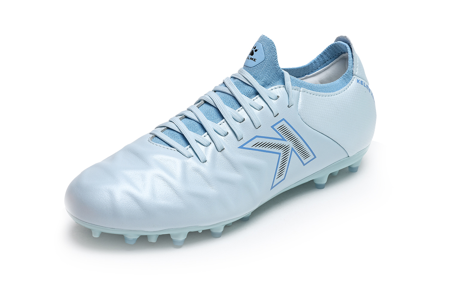 KELME MG Multi Ground Cow Leather Slip Resistant Abrasion Resistant Soccer Shoes Men’s Sky Blue
