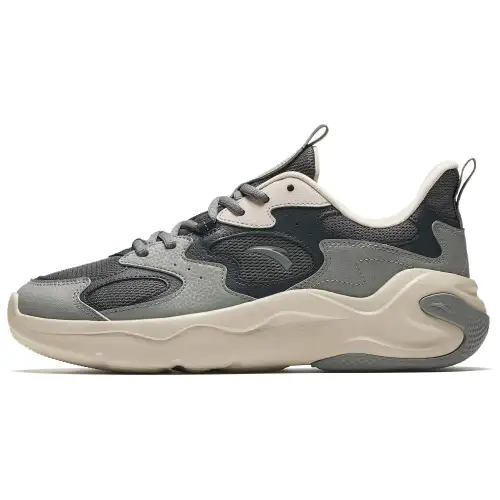 Anta Slip Resistant, Abrasion Resistant, Breathable, Lightweight Low top Casual Shoes Men's Gray Black