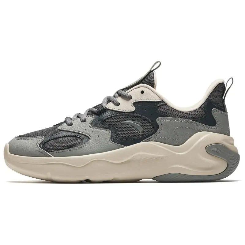 Anta Slip Resistant, Abrasion Resistant, Breathable, Lightweight Low top Casual Shoes Men's Gray Black