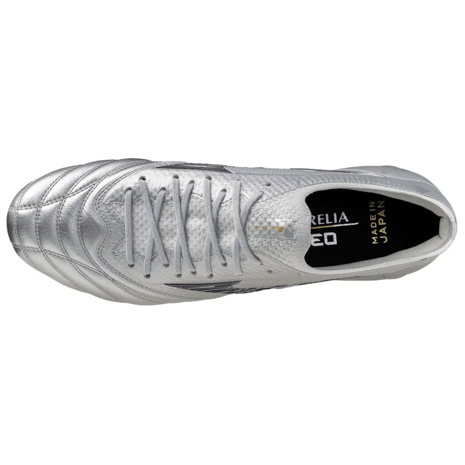 Mizuno Morelia Neo 4 FG Firm Ground TPU Slip Resistant Abrasion Resistant Soccer Shoes Unisex Silver