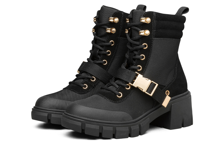 Женские ботинки Skechers Top Notch (черно-золотые) — Чёрный / золотой — фото 3