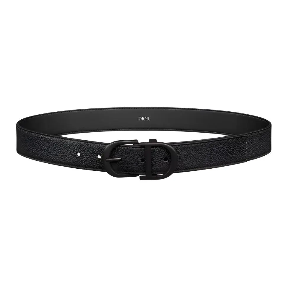 DIOR Leather Belts Unisex Black Width 3.3cm