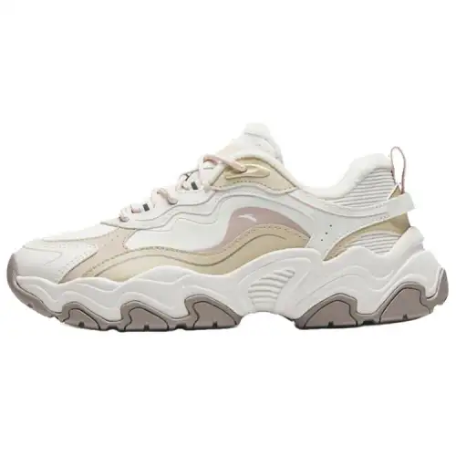 Anta Meteorite Abrasion Resistant Lightweight Wear resistant And Lightweight Low top Casual Shoes Women's White Beige