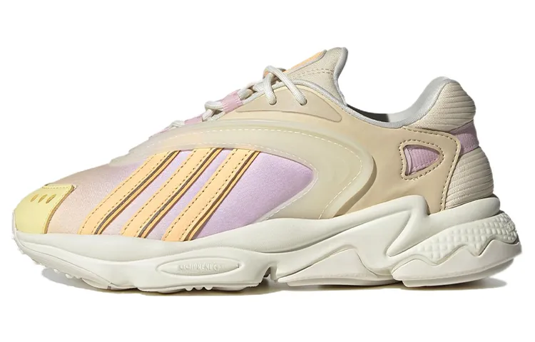 Adidas Originals Oztral Mesh, Leather, Suede Slip Resistant Abrasion Resistant Low top Casual Shoes Women's Pink Yellow