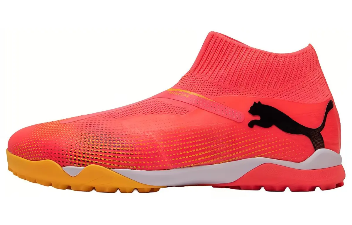 PUMA TT Turf Cushioning Abrasion Resistant Soccer Shoes Men's Red Yellow