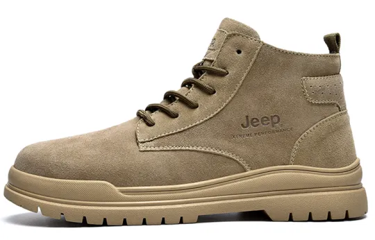 Jeep Ankle Length Combat Boots Medium Heel Men's Camel