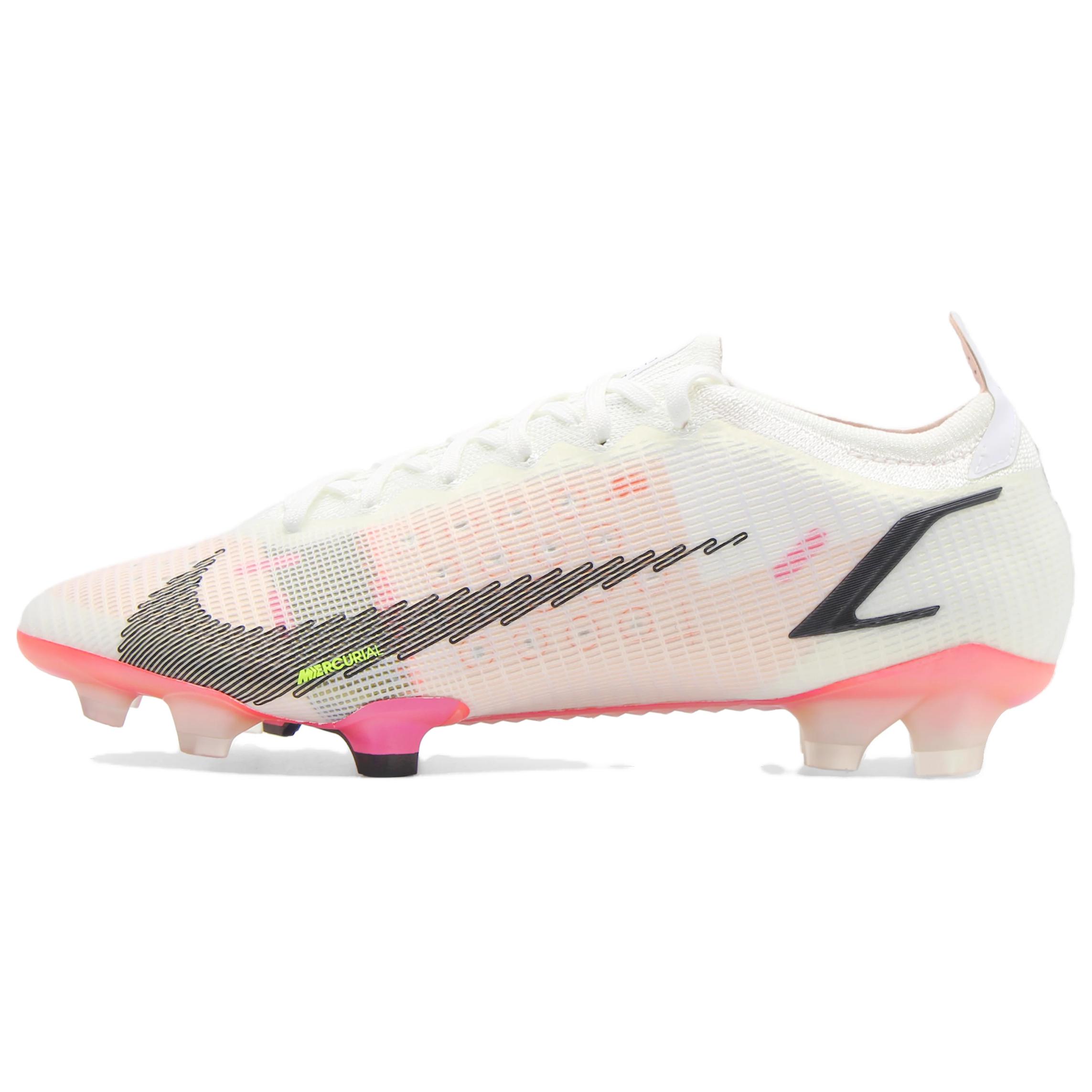 Nike Mercurial Vapor 14 Elite Pro SG (metal spikes) soft grass natural grass shock-absorbing non-slip wear-resistant football shoes men's white pink