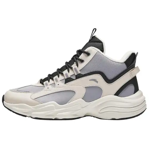 Anta Walker Abrasion Resistant Thermal Mid top Casual Shoes Men's Beige Gray