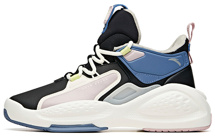 Anta Bastard Fleece lined High top Skateboard Shoes Women's Black Blue White