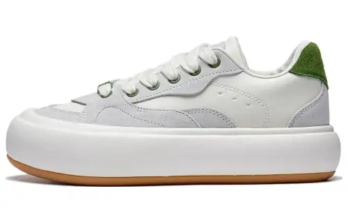 Li Ning Cream Puff Platform Slip Resistant Abrasion Resistant Low top Casual Shoes Women's Gray White Green