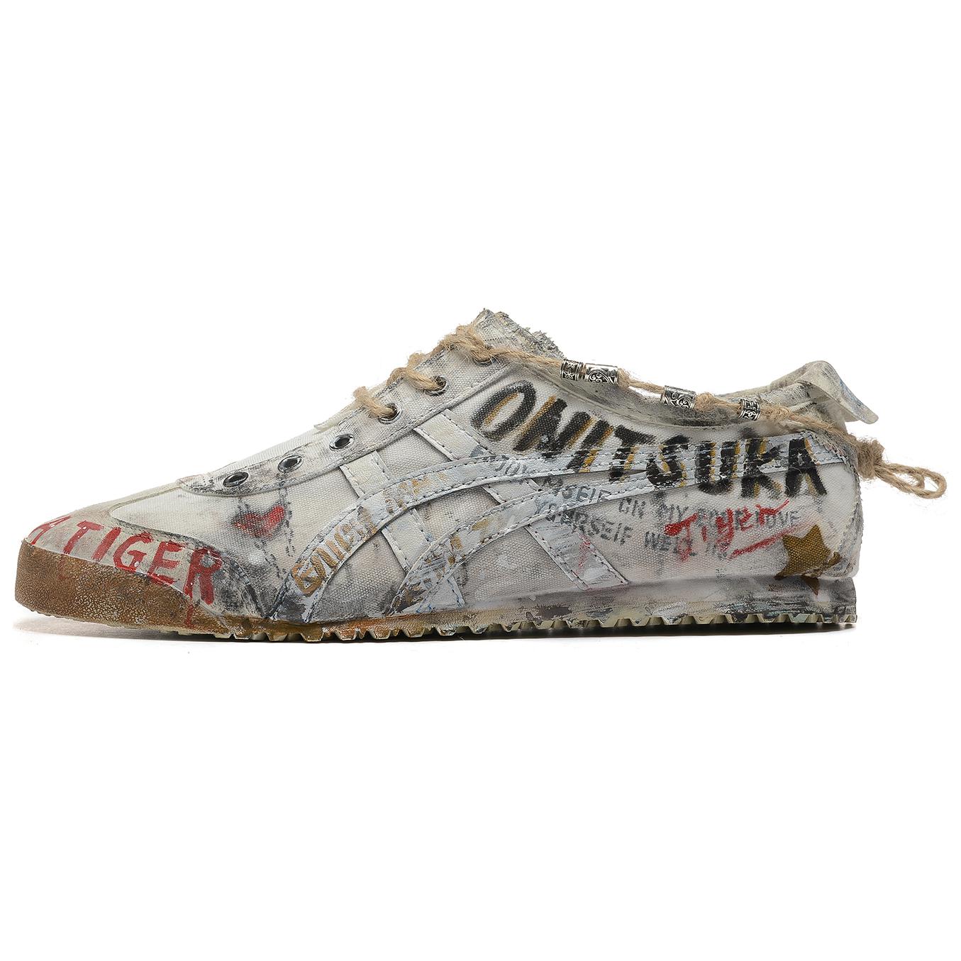 Onitsuka Tiger MEXICO 66 Slip Resistant, Abrasion Resistant, Lightweight Low top Casual Shoes Unisex White Blue