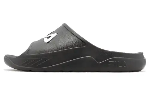 FILA Plumpy Slide Comfortable Round Toe Slide Slippers Men's Black