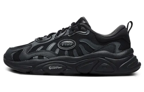 FILA Keppler Mesh, Textile, Synthetic Leather, Leather Retro Sports Low top Casual Shoes Men's Black