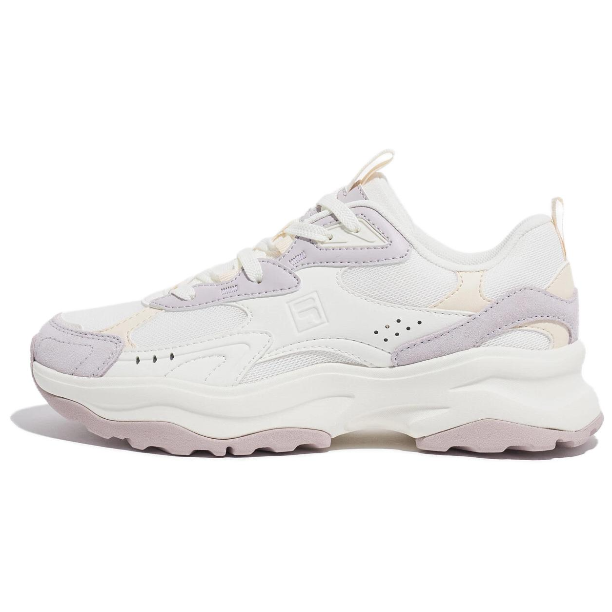 FILA Wood Block Leather Trendy Abrasion Resistant Abrasion Resistant Low top Casual Shoes Unisex White Pink