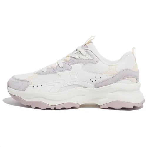 FILA Wood Block Leather Trendy Abrasion Resistant Abrasion Resistant Low top Casual Shoes Unisex White Pink