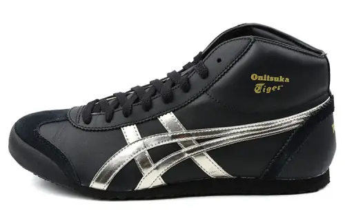 Onitsuka Tiger Mexico Mid Runner Cushioning Slip Resistant Abrasion Resistant Mid top Casual Shoes Unisex Black Silver