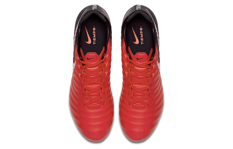 Nike TIEMPO LEGACY 3 Leather Cushioning Slip Resistant Abrasion Resistant Lightweight Soccer Shoes Men’s Red Black