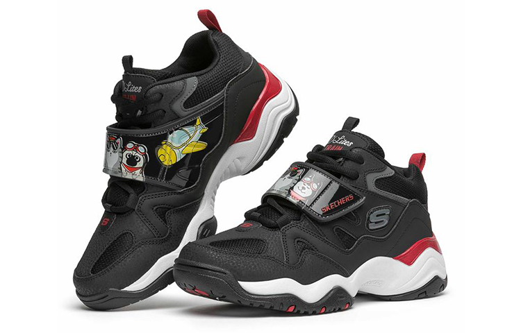 Женские кроссовки Skechers D'Lites Train (черно-красные) — фото 3